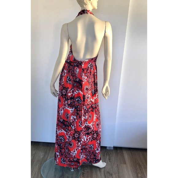 1960s Sundress, Halter Maxi Dress, Woodstock 1969, Flower Child Dress - Picture 3 of 10